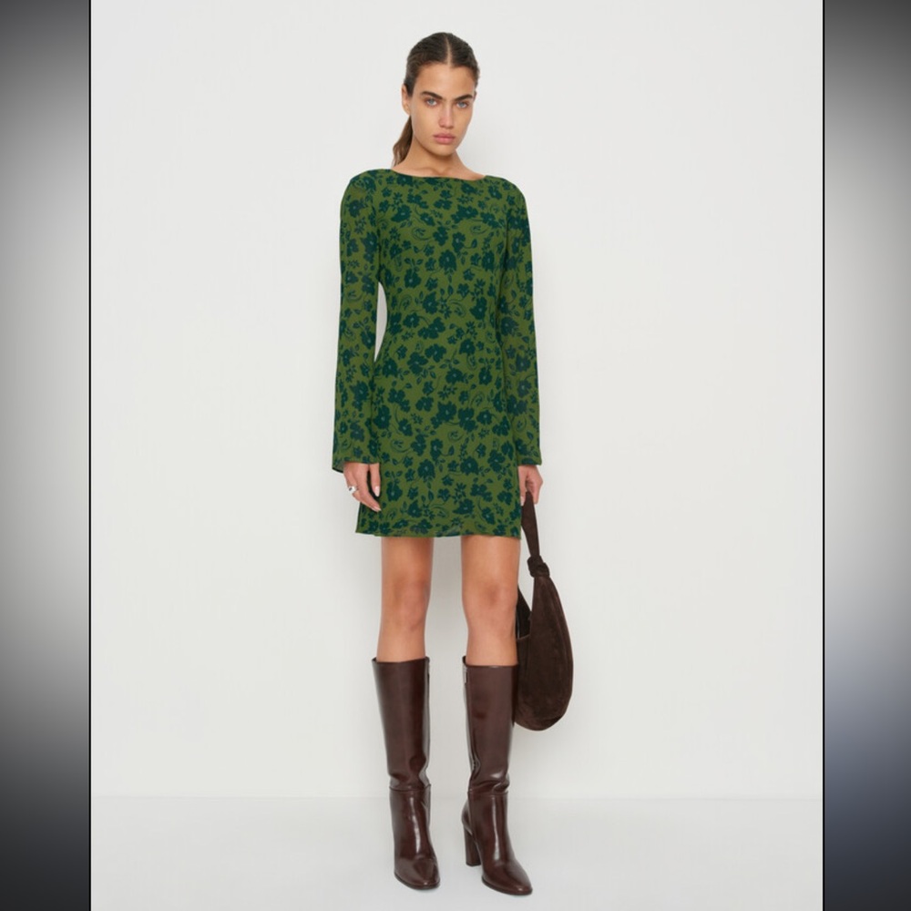 Reformation Esra Mini Dress in Everglade